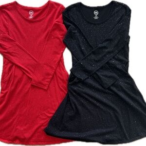 Wonder Nation Red and Black Sparkle Dresses